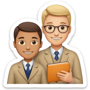 male teacher helping student sticker