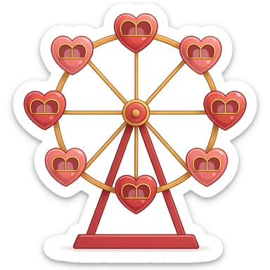 romantic Ferris wheel with heart-shaped cabins sticker