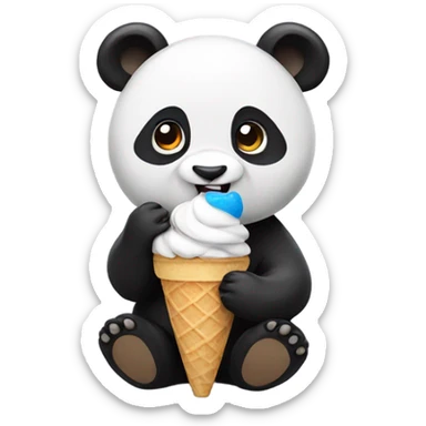 Panda eating ice cream sticker