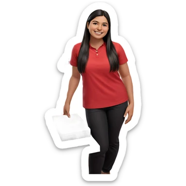 smiling male in red shirt sticker