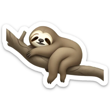 Sloth sleeping on the tree branch  sticker