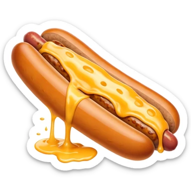 make a picture of a sausage that has been cut in half and melted cheese is coming out of the sausage sticker