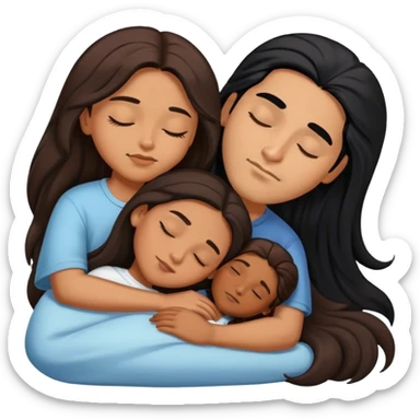 Caramel color latino Guy with long black hair sleeping with brown hair girl sticker