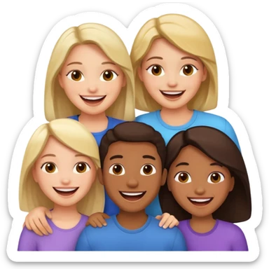 4 inclusive friends (3 girls and 1 man) laughing sticker