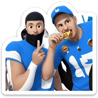 boys enjoying food outdoors sticker