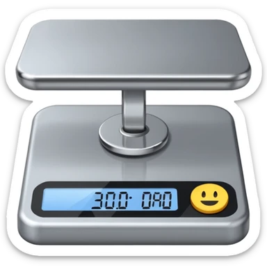 a grey weighing machine sticker