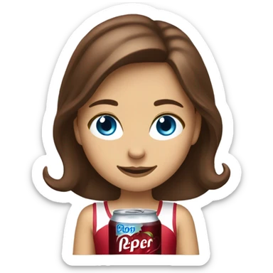 Drinking dr pepper cherry flavoured Brown hair girl blue eyes sticker
