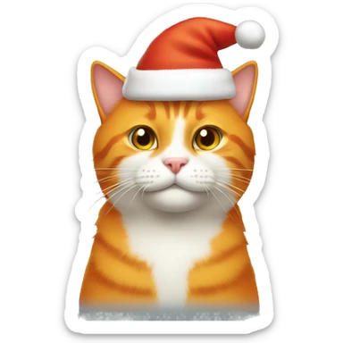 orange cat with santa hat sticker