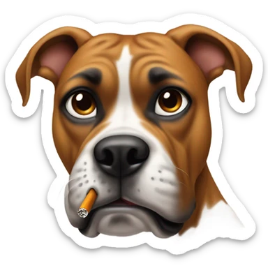Female boxer dog breed smoking  sticker