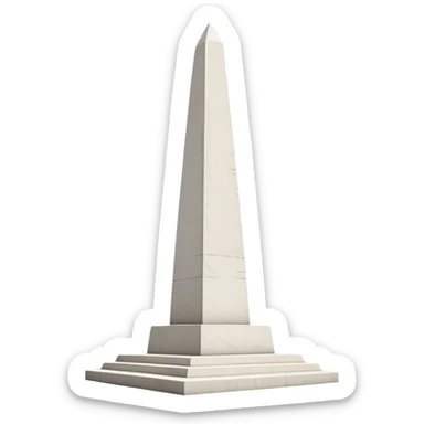 The Obelisk of Buenos Aires, a simple tall white stone monument with a pointed top, no staircase or base at the bottom, standing directly on flat ground, iconic Argentine landmark sticker