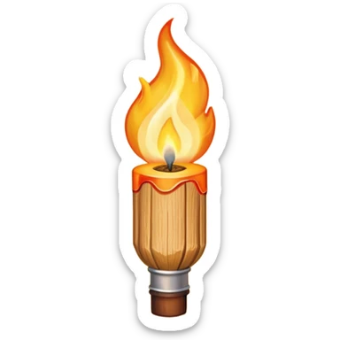 a lit matchstick with a flame sticker