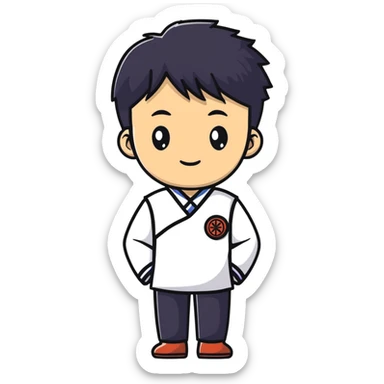 Japanese high school boy at graduation ceremony in traditional uniform with second button highlighted sticker