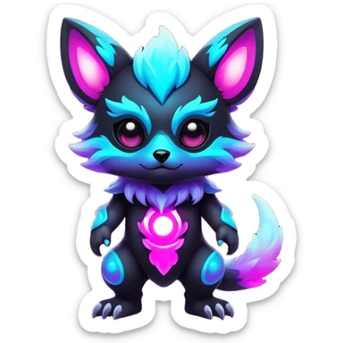 Epic Edgy Cute Vibrant Dark Nebula Modern Vernid-Protogen-creature-animal, full body sticker