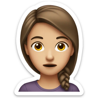 Annoyed girl with brown hair sticker