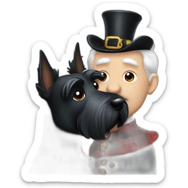 Senior Two black Scottish terrier kissing sticker