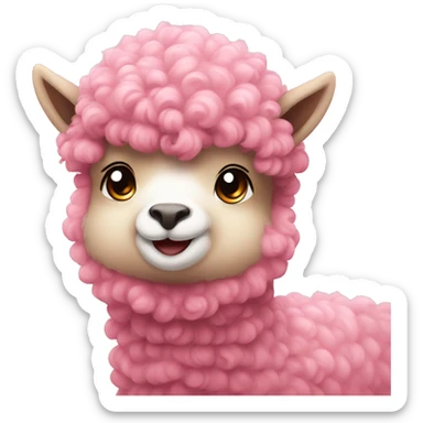 Cute curly pink Alpaka full size sticker