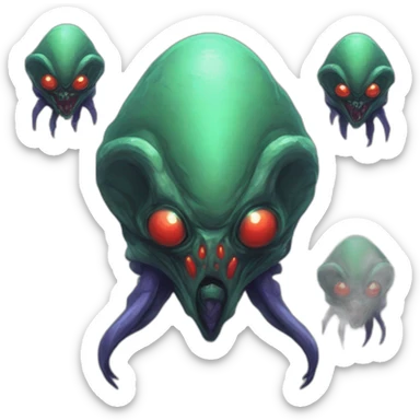 alien 3 headed monster scifi roguelike rpg style inspired by slay thee spire sticker