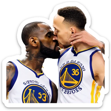 Lebron James kissing Stephen Curry sticker