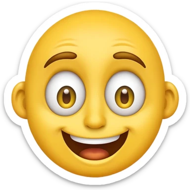 goofy classic emoji with exaggerated facial features, yellow face, big eyes, silly grin sticker
