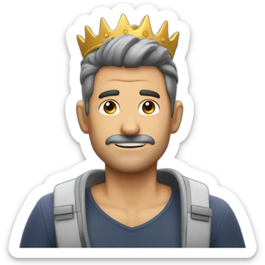 hombre felisonriendo con corona cuerpo completo sticker