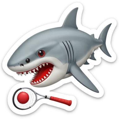 Tiburón con tenis rojos y macheta sticker
