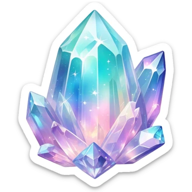 Sparkly glossy Pastel whitish iridescent glass nebula glass crystal sticker