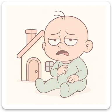 Make the colors softer, using very light pastel tones. Keep the baby house, flat design, round edges, and white background. sticker