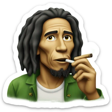 bob marley smoking joint sticker