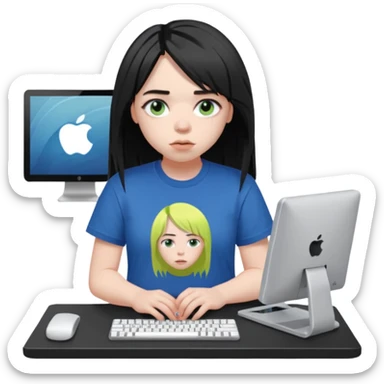 Billie Eilish avec un ordinateur sticker