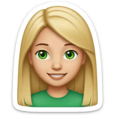 Light skin girl emoji with straight hair and green eyes sticker
