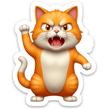 angry cat with fur standing up and hissing sticker