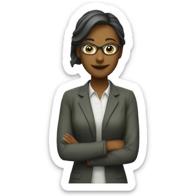 A teacher in front of a green board sticker