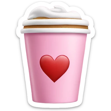 Pink coffe cup with heart  sticker