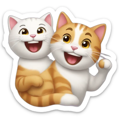 two cute cats laughing sticker