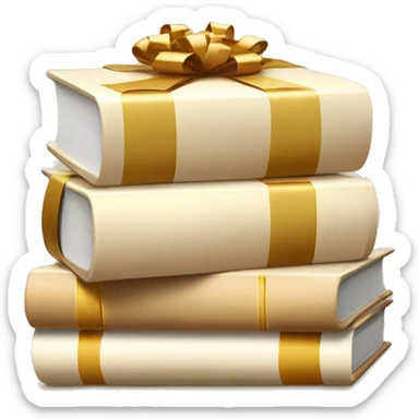 a stack of beautiful beige books with a gift white sticker