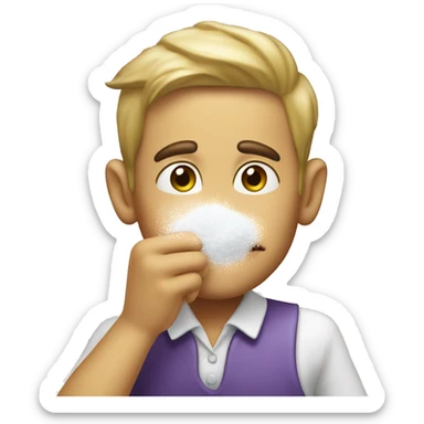 Human sniffing powdered sugar sticker