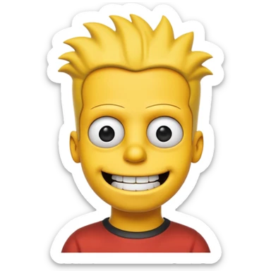 bart simpson With An 2D Style with none black except for the pupils sticker