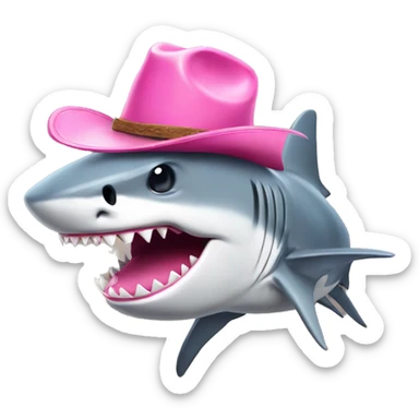 Shark with a pink cowgirl hat sticker