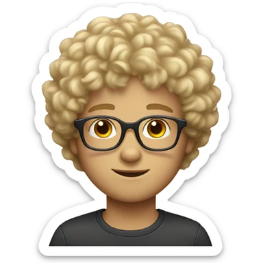 Blonde boy with curly fluffy hair, glasses and hazel eyes sticker