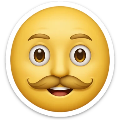 Mustache on a normal  yellow smiley with no dimple and more masculine expression  sticker