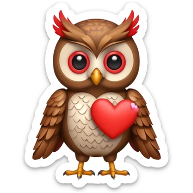 Owl holding hearts sticker