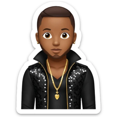 Pleasure P from Pretty Ricky with dark brown hair, black sequin outfit sticker