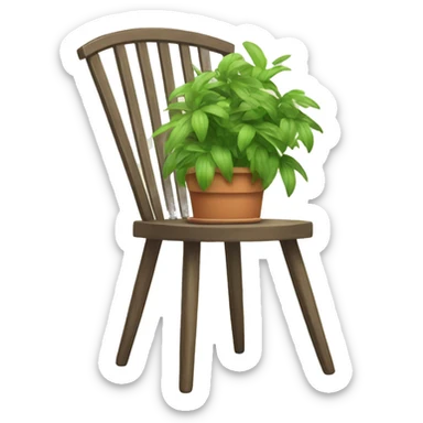 a garden chair with a plant in pot next to it sticker
