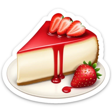 slice of cheesecake with strawberry topping sticker