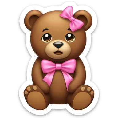 bear emoji with a pink bow  sticker