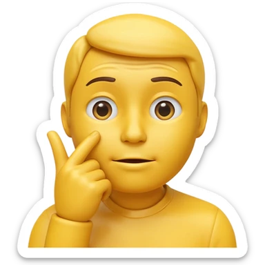 3D render of a yellow thinking face emoji with hand on chin, same expression and color as 🤔, smooth glossy surface, realistic lighting, no body, clean background sticker