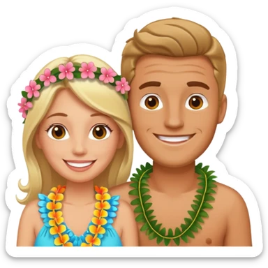 A white woman and man on their honeymoon sticker