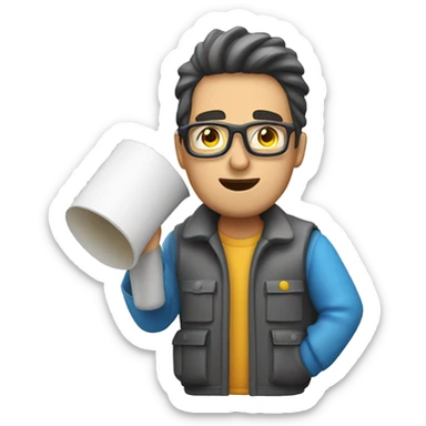 un chico cargando una lamina de pvc  sticker