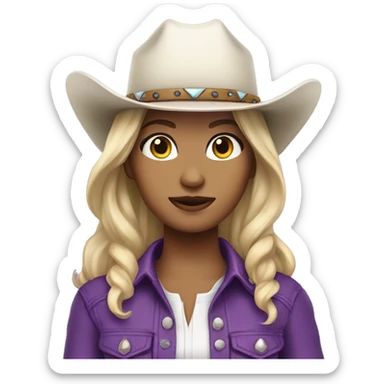 Purple clothes white skin cowgirl  sticker