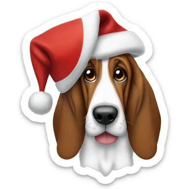 Basset hound wearing a Santa hat  sticker